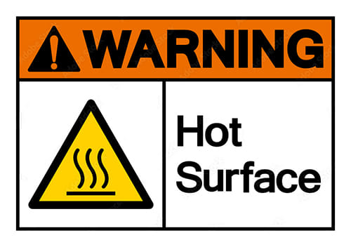 Beware of hot surfaces